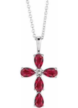 14K White Gold 1 CTW Natural Diamond Cross 16-18