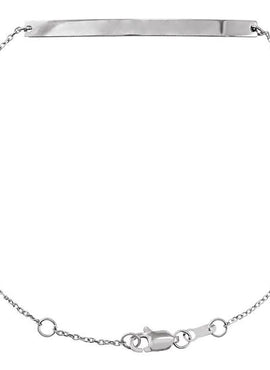 14K White Gold Engravable Skinny Bar 6 1/2-7 1/2
