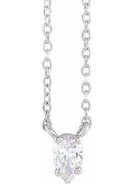 Sterling Silver 1/5 CT Natural Diamond Solitaire 16-18