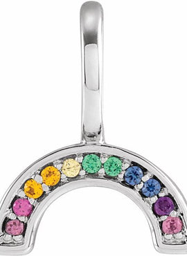 14K Yellow Gold Natural Multi-Gemstone Rainbow Charm/Pendant
