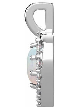 Sterling Silver Natural White Opal & 1/8 CTW Natural Diamond Pendant