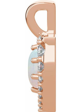 Sterling Silver Natural White Opal & 1/8 CTW Natural Diamond Pendant