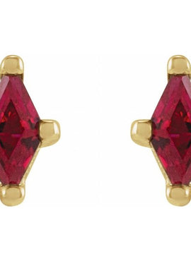 Sterling Silver 6x3 mm Lab-Grown Ruby Earrings