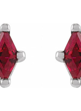 Sterling Silver 6x3 mm Lab-Grown Ruby Earrings