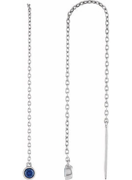 14K Yellow Gold Natural Blue Sapphire Chain Earrings