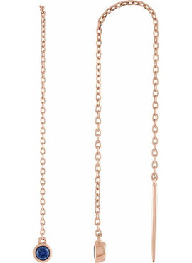 14K Yellow Gold Natural Blue Sapphire Chain Earrings