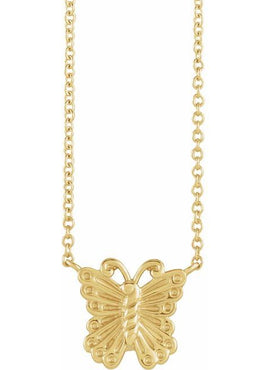 14K Rose Gold Butterfly 16