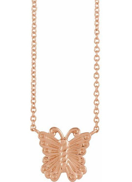 14K Rose Gold Butterfly 16