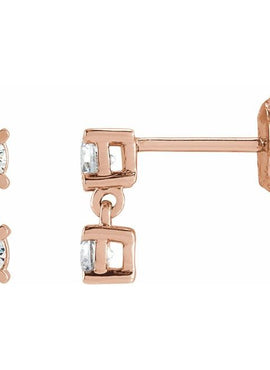14K Yellow Gold 1/2 CTW Lab-Grown Diamond Two-Stone Earrings