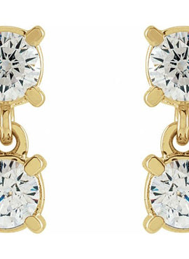 14K Yellow Gold 1/2 CTW Lab-Grown Diamond Two-Stone Earrings
