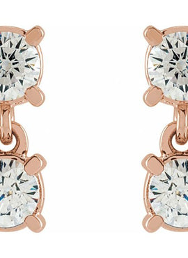 14K Yellow Gold 1/2 CTW Lab-Grown Diamond Two-Stone Earrings