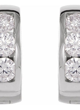 14K White Gold 1/3 CTW Natural Diamond 10 mm Hinged Hoop Earrings