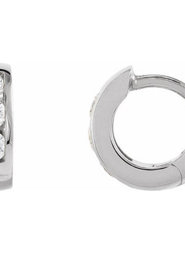 14K White Gold 1/3 CTW Natural Diamond 10 mm Hinged Hoop Earrings