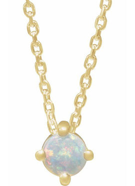 14K White Gold Natural White Opal Cabochon Pendant