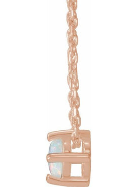 14K White Gold Natural White Opal Cabochon Pendant