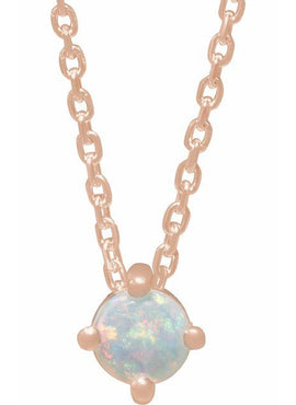 14K White Gold Natural White Opal Cabochon Pendant