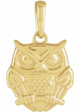 14K Yellow Gold Owl 16-18