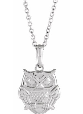 14K Yellow Gold Owl 16-18