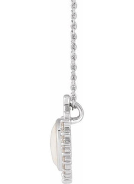 14K White Gold Natural White Opal & 1/6 CTW Natural Diamond Pendant