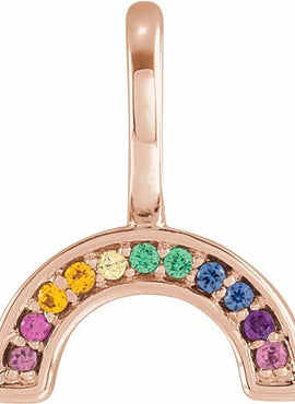 14K Yellow Gold Natural Multi-Gemstone Rainbow Charm/Pendant