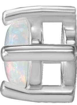14K White Gold Natural White Opal Cabochon Pendant