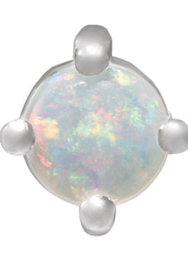 14K White Gold Natural White Opal Cabochon Pendant