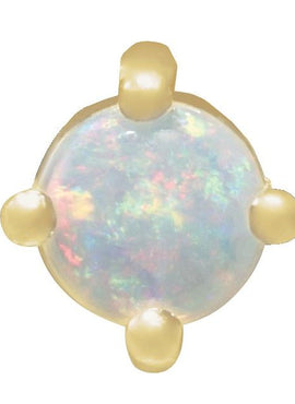 14K White Gold Natural White Opal Cabochon Pendant