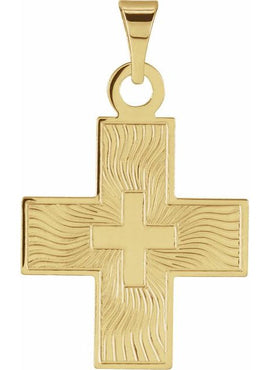 14K White Gold 15.5x14 mm Greek Cross Pendant