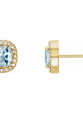 14K Yellow Gold Natural Sky Blue Topaz & 1/10 CTW Natural Diamond Earrings