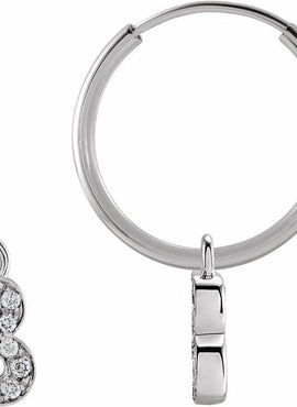 14K Yellow Gold .05 CTW Natural Diamond Single Initial D Hoop Earring