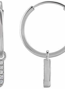 14K Yellow Gold .05 CTW Natural Diamond Single Initial D Hoop Earring