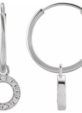14K Yellow Gold .05 CTW Natural Diamond Single Initial D Hoop Earring