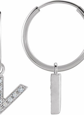14K Yellow Gold .05 CTW Natural Diamond Single Initial D Hoop Earring
