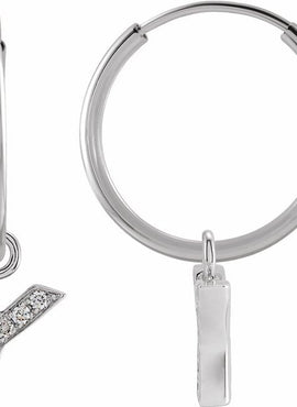 14K Yellow Gold .05 CTW Natural Diamond Single Initial D Hoop Earring