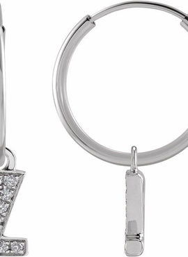 14K Yellow Gold .05 CTW Natural Diamond Single Initial D Hoop Earring