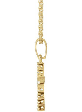14K Yellow Gold Imitation White Cubic Zirconia Cross 15