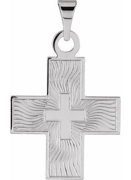 14K White Gold 15.5x14 mm Greek Cross Pendant