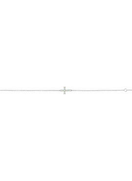 Sterling Silver Natural Turquoise Sideways Cross 6 1/2-7 1/2