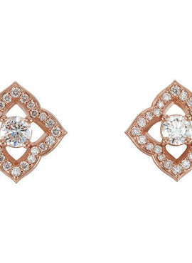 14K White Gold 3/4 CTW Natural Diamond Halo-Style Clover Earrings