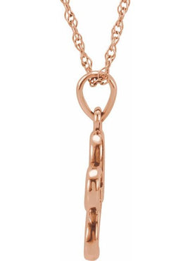 14K Rose Gold .03 CT Natural Diamond Flower 18