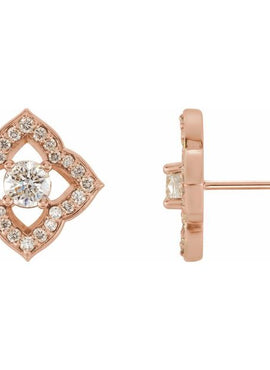 14K White Gold 3/4 CTW Natural Diamond Halo-Style Clover Earrings