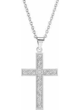 14K Rose Gold 49.1x25 mm Cross Pendant