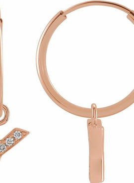 14K Yellow Gold .05 CTW Natural Diamond Single Initial D Hoop Earring