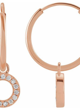 14K Yellow Gold .05 CTW Natural Diamond Single Initial D Hoop Earring