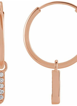 14K Yellow Gold .05 CTW Natural Diamond Single Initial D Hoop Earring
