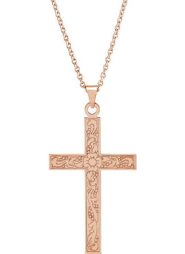 14K Rose Gold 49.1x25 mm Cross Pendant