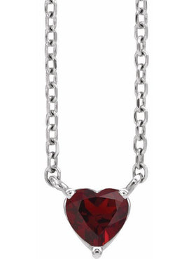 14K Yellow Gold Natural Mozambique Garnet Heart 16-18