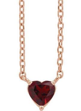 14K Yellow Gold Natural Mozambique Garnet Heart 16-18