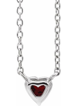 14K Yellow Gold Natural Mozambique Garnet Heart 16-18