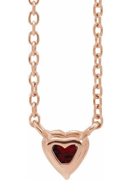 14K Yellow Gold Natural Mozambique Garnet Heart 16-18